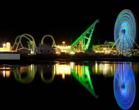 Carnival lit up at night