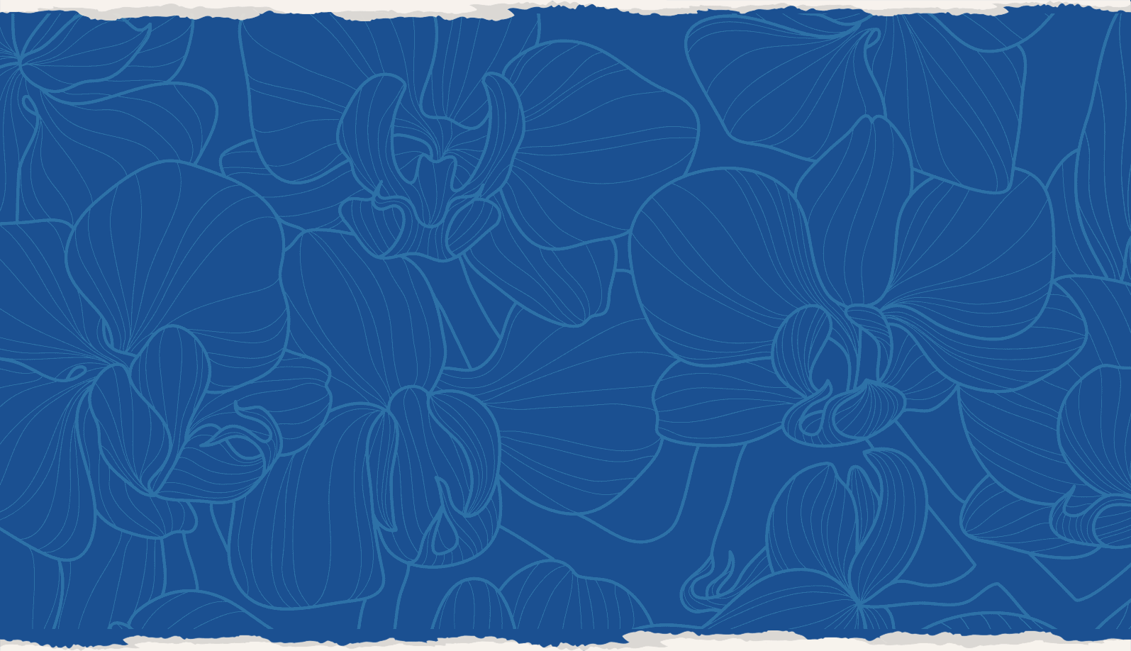 Decorative blue flower pattern with torn edge borders