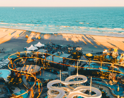Aerial view of Wildwood New Jersey waterpark near our beachfront hotel in Wildwood Crest