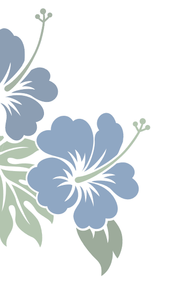 Decorative illustration of two blue island flowers
