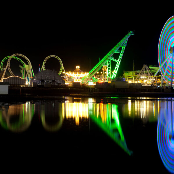 The Wildwood Boardwalk near our Wildwood Crest hotel lit up at night