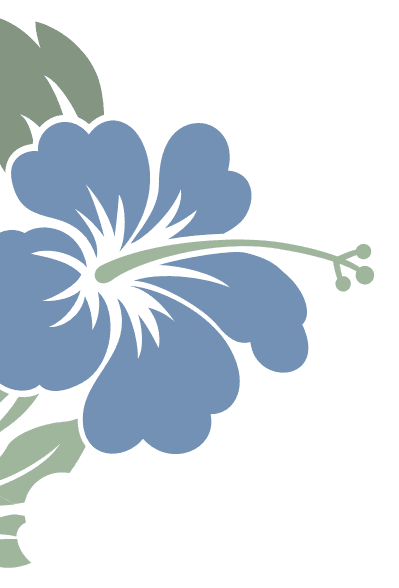 Illustration of a blue island flower with green stem and leaves