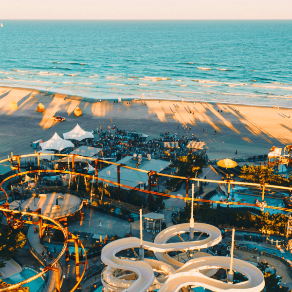 Aerial view of Wildwood New Jersey waterpark near our beachfront hotel in Wildwood Crest