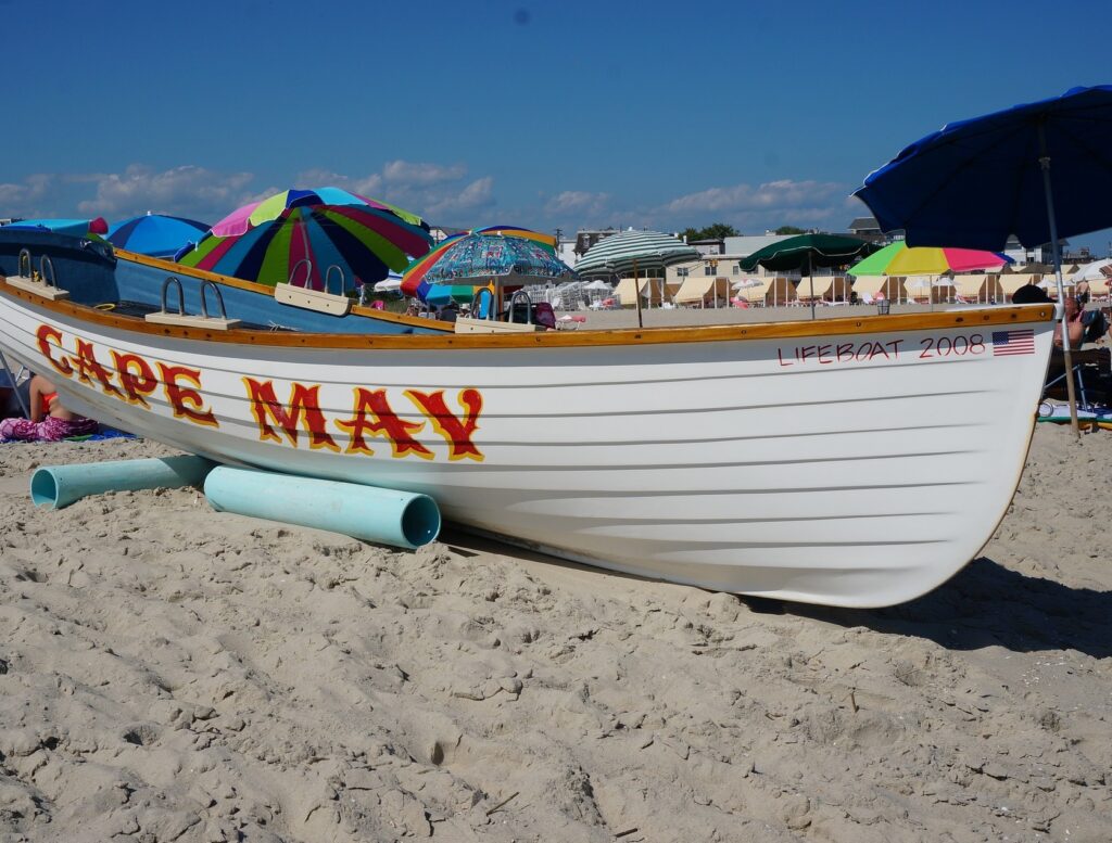 Cape May boat on the beach