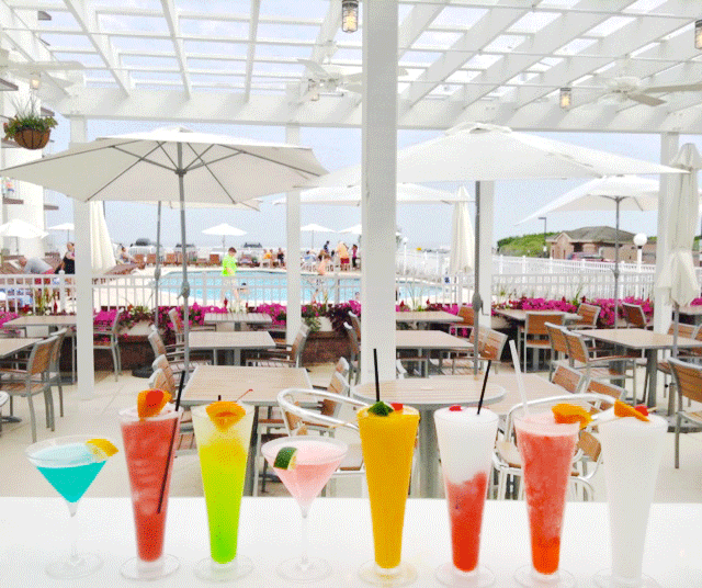 A variety of beach cocktails on the bar available at our Wildwood Crest hotel