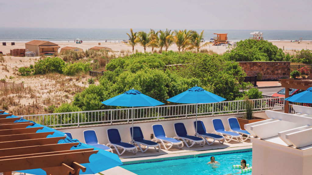 View of pool and the beach from Mahalo Diamond Beach resort