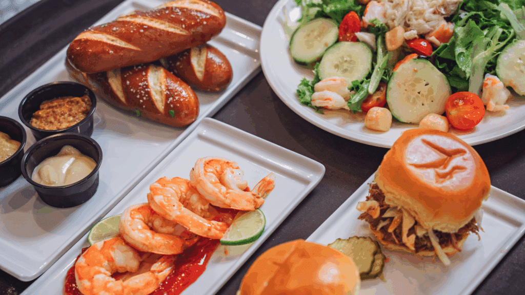 Spread of food at Coastal Blue in Diamond Beach
